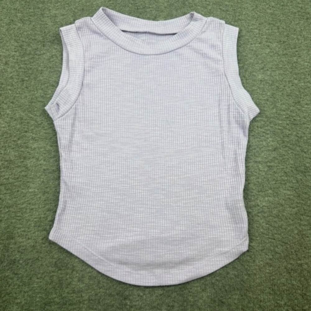 Cider Tank Top Women's XXS Purple Ribbed Knit Sleeveless Curved Hem Crew Neck